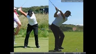 Jon Rahm golf swing  Long Iron faceon amp downtheline July 2017 [upl. by Irrol372]