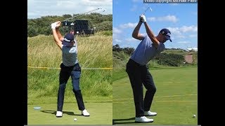 Justin Thomas golf swing  Long Iron faceon amp downtheline July 2017 [upl. by Orella]