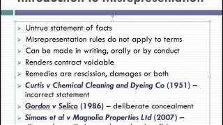 Misrepresentation Lecture 1 of 4 [upl. by Atnoved852]